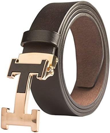 Men's Geniune Leather Belt Slide Metal Buckle Adjustable Waistband 35MM