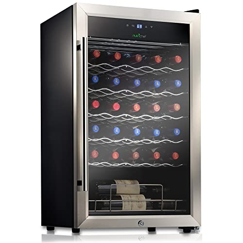 NutriChef 34 Bottle Compressor Wine Cooler Refrigerator Cooling System