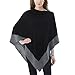 Celeste Ladies' Colorblock Cashmere Blend Travel Wrap Poncho (Black/Gray)