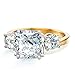 Samie Collection 3.67 ctw 3 Stone Cushion Cut CZ Engagement Ring, Gold Plated – Royal Wedding Inspired Bridal Promise Ring, Size 5-10