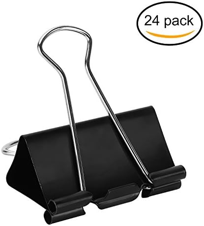 CRUODA Office Black Binder Clips, 24pc 2 inch Folder Clip - Multi-purpose Clip