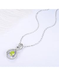 August Birthstone Green Peridot Necklace Forever Love Infinity Jewelry for Women Teen Girls Birthday Gifts Stearling Silver Fine Jewelry