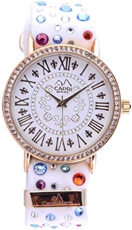 Capri Mare Women's Gold Lace Collection Watch with Stones and Fabric Strap
