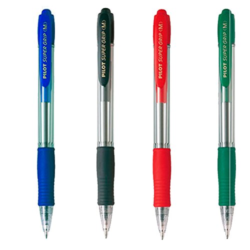 Pack of 4 Supergrip Pens 1 Blue 1 Black 1 Red 1 Green