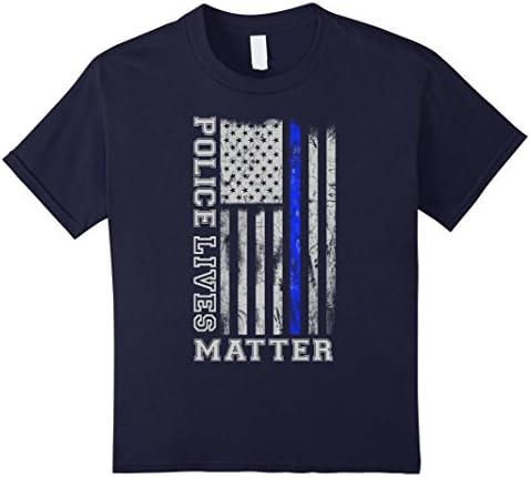 Kids Police Blue Lives Matter Flag American Men Women T-shirt 8 Navy