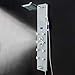 AKDY 52 In. 8-Jet Multi-function Tempered Glass Shower Panel System With Adjustable Rainfall Shower Head tub spout 4-Spary handheld showerhead & Temperature Display (Gray Stripe Pattern)