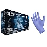 Nitrile Exam Gloves with Aloe and Vitamin E, Powder Free, Best Touch, 200 Gloves/box, Sizes XS - XL (200, X-Small)