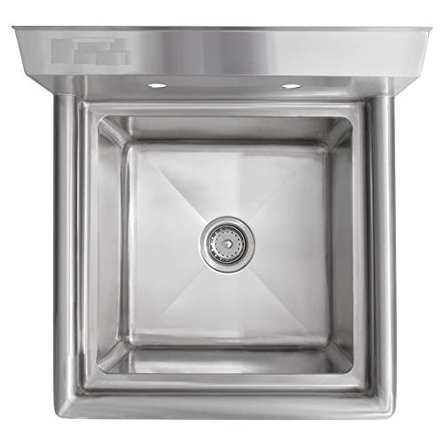 Commercial Kitchen Prep and Utility Stainless Steel One 1 Compartment Bay Sink with 10" Faucet (24" Width x 24" Length) - Thumbnail 3