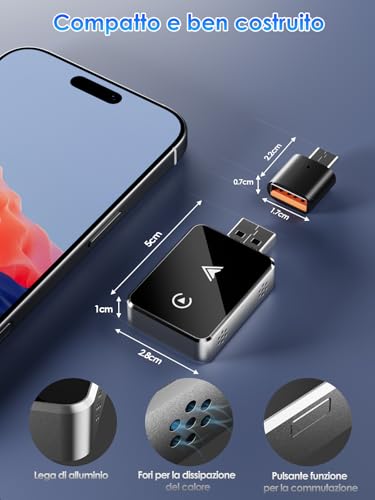 2-in-1 Wireless Adapter for CarPlay & Android Auto - Upgrade 2026, Wireless USB/Type-C Adapter, Fast and Stable Connection Without Delays, Compatible with iOS 10+ and Android 11+