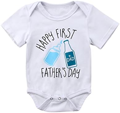 Unisex Baby Boys Girls Happy First Fathers Day Bodysuit Cotton Romper