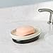InterDesign York Ceramic Bathroom Vanity Soap Dish, Ridged Soap Saver Design, Vanilla/Bronze