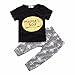 Sagton Newborn Toddler Kids Baby Boy Clothes T-Shirt Tops+Pants Outfits Set (2T) Black