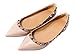CAMSSOO Women's Classic Rivets Pointy Toe Slip on Comfort Flats Dress Pumps Shoes