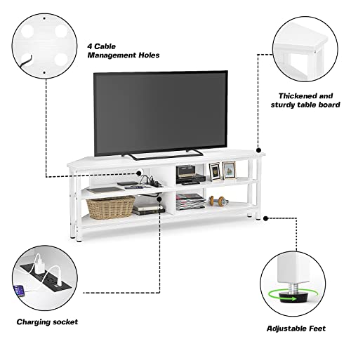 Unikito Corner TV Stand Builtin Power Outlet, Corner Entertainment