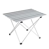 Aluminum Folding Camping Table, Portable Compact Roll Up Camp Table, 3 Size Lightweight Picnic Table with Carry Bag for Hiking, BBQ, Fishing and Travel