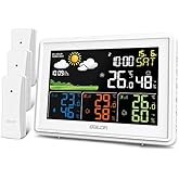 BALDR Wireless Weather Station with 3 Sensors, Color Display Digital Atomic Clocks with Indoor Outdoor Temperature