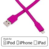 Aduro - Apple Certified / MFi [Lifetime Warranty] - USB to Lightning Extra Long FLAT Charge & Sync Cable fits all Apple Devices with Lightning Connector - iPhone 5 / 5S / 5C / 6 / 6 Plus, iPad 4, iPad Mini, iPad Air, New iPod Touch and Nano (10 Feet / 3 Meters) (Purple)
