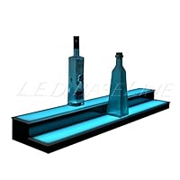 Low Profile 2 Step Lighted Liquor Bottle Display Shelf with LED Color Changing Lights (36")