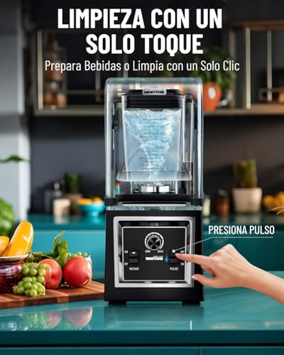 WANTJOIN Licuadora Potente Profesional 2000W con Cubierta Insonorizada, Licuadora Comercial 2L / 67 oz para Smoothies, Frappé, Hielo Triturado, Batidos y Jugos, Control de Velocidad Variable