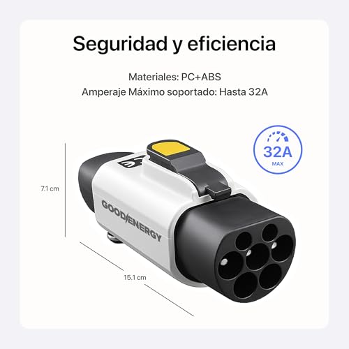 GOOD ENERGY Adaptador de Carga EV Tesla (Cargador) a GB/T (Auto) | Auto con Puerto GB/T AC en Cargadores Tesla | Solo AC 32 A 7.4 kW | Factura CFDI 4.0