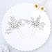 Unicra Rhinestone Bride Wedding Hair Pins Bridal Hair Clips Crystal Hair Piece Decorative Bridesmaids Hair Accessories for Women and Girls Pack of 2 (A-Silver)
