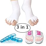 Toe Separators Set - 1 Pair, Toes Alignment Socks, Gel Toe Spacers Toe Stretchers, Instant Therapeutic Bunion Relief for Women and Men (White)