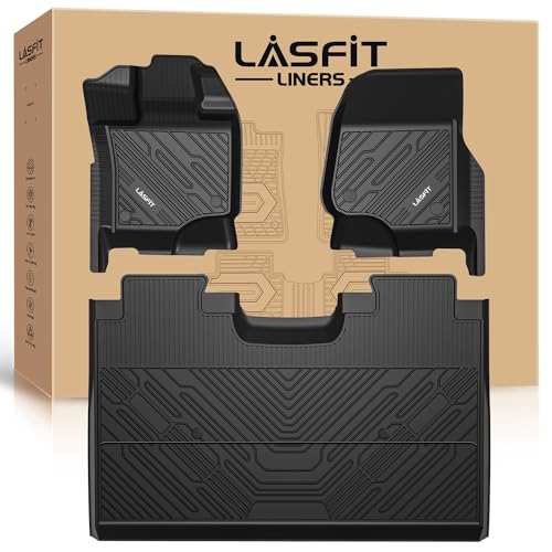 LASFIT 3D Floor Mats for Ford F-150 2015-2025 2026 | F150 Lightning 2022-2026 SuperCrew (Without Fold Flat Storage), Premium TPE All Weather Truck Liners for F150 Accessories, Non-Silp Heavy-Duty Mats