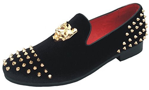 black loafers with gold spikes