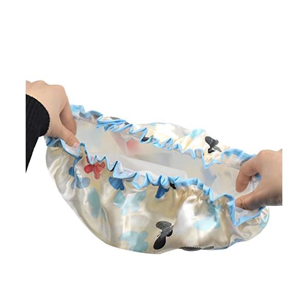 2 Packs Shower Caps for Women Long Hair Reusable Large Butterfly Double Layer Waterproof Bath Cap Bathing Accessories