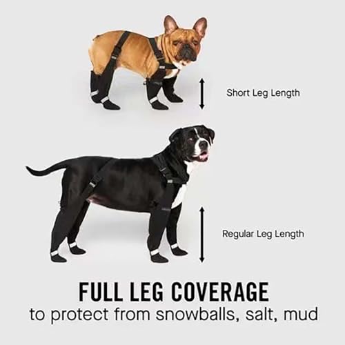 Dog Shoes, Dog Boots With Suspenders, Adjustable Washable Non-Slip Dog Shoes For Walking, Comfortable Dog Snow Boot, Paw Protectors With Reflective Straps For Small Medium Large Dog (L)