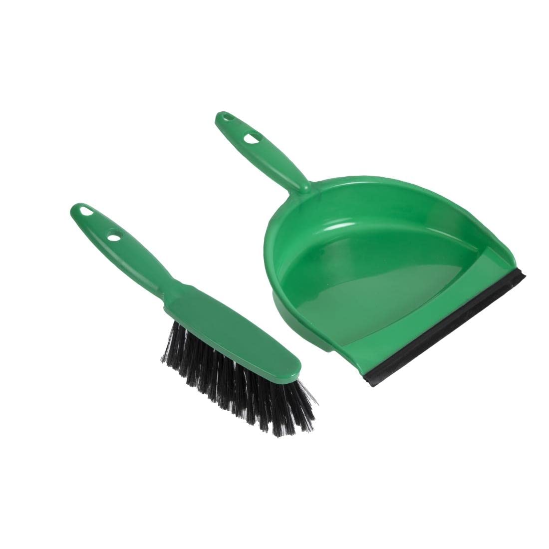Jantex Dustpan and Brush Set - Soft, Green, Portable Sweeping Brush with Rubber Lip and Sturdy Bristles CC933