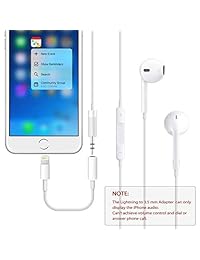 (Apple MFi Certified) iPhone Headphone Adapter, Lightning to 3.5mm Headphone Jack Adapter, Strong Built Clear and Crisp Audio Compatible iPhone 11 XS XR X 8 7 Support iOS 12 & Music Control &  ing