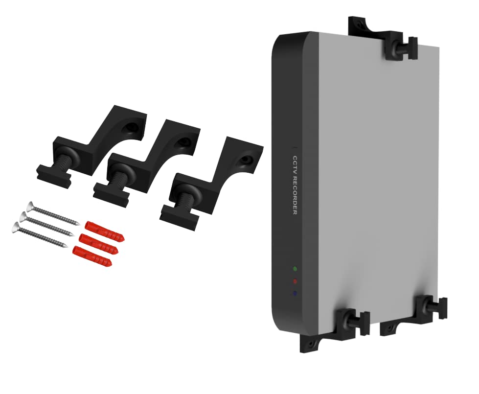Photo 1 of Adjustable Brackets Wall Bracket for DVR NVR Router Switch Mini PC Console Freeview Cable Box Wall Mount Modem - Universal Wall & Under Desk Mount for Devices 1.18-2 inches Thick Made in UK