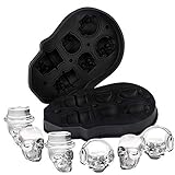 CLEARANCE SALE 3D Skull Ice Mold, YATWIN Silicone Ice Cube Trays Skull Ice Cube Mold with Lids 6 Cavity Ice Cube Maker BPA Free and No Odor for Whiskey Cocktail Wine and Beverages