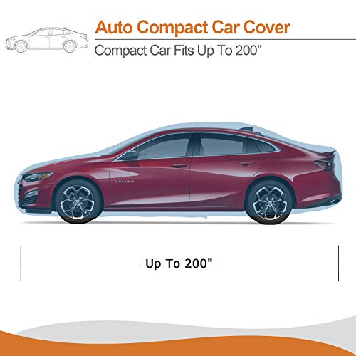 XCAR Sliver Car Cover 200" with Cotton Zipper Sun UV Rain Protection for Auto Vehicle Indoor Outdoor All Weather - Thumbnail 6