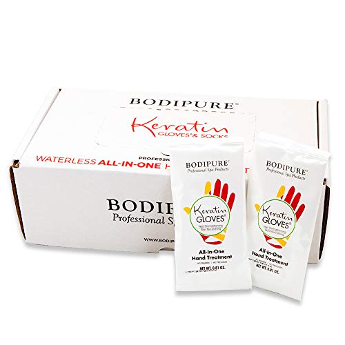 50 Pack Natural Keratin Hand Gloves by Bodipure – Soft Hand Nourishing Mask & Manicure Gloves – Moisturizing Keratin Hand and Nail Strengthening Treatment