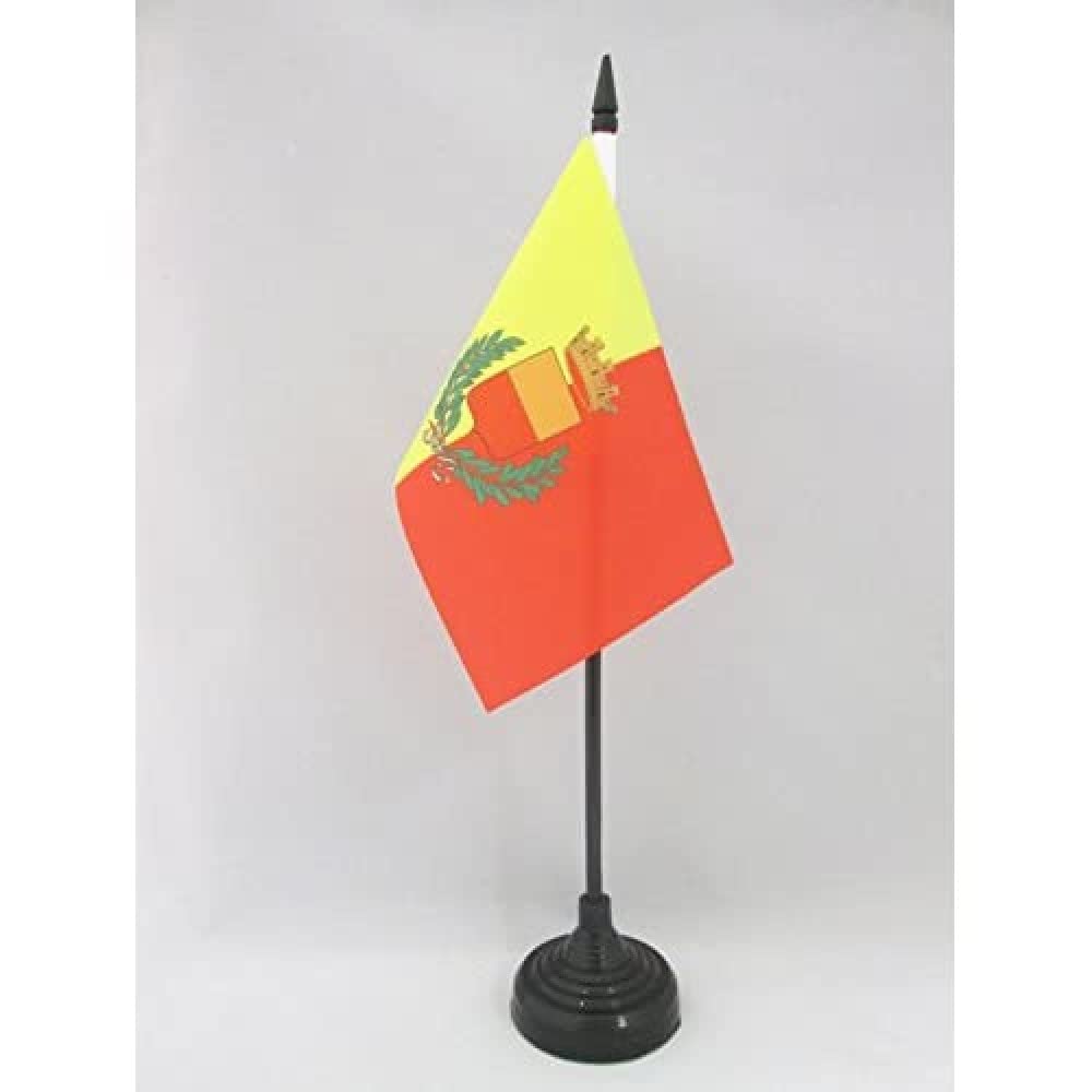 AZ FLAG - City of Naples coat of arms Table Flag 4'' x 6'' - Napoli Office Mini Banner 100% Polyester 15 x 10 cm - Mini Desk Flag with 10'' Pole and Black Plastic Base