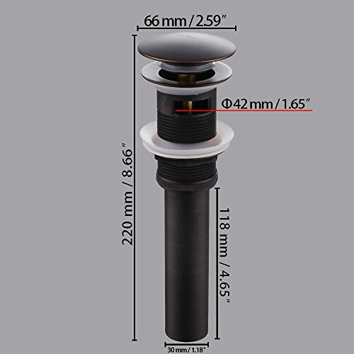 RBROHANT 1 5/8" Bathroom Vanity Pop Up Drain, Oil Rubbed Bronze Vessel Sink Drain Stopper With Overflow