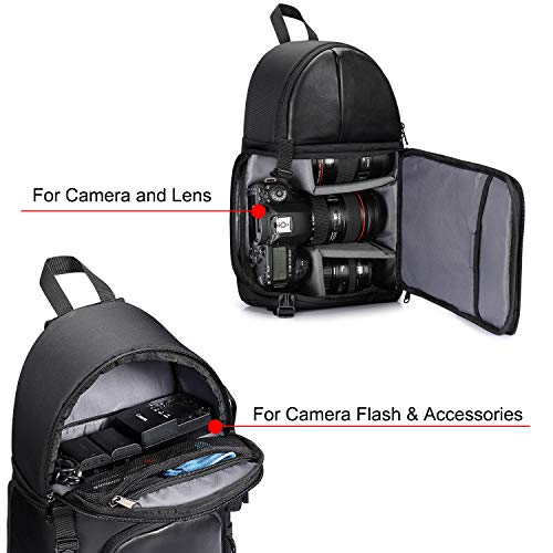 S-ZONE Kameratasche DSLR Sling Bag Stoßfest Brustrucksack Kamera Schultertasche mit Stativhalter für Fotografen – Bild 6