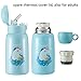 Unicorn Water Bottle with Straw for Kids, Cute Toddler Stainless Steel Thermos Cup with Carrier Holder Shoulder Strap and Spare Cover Lid, Insulated Leakproof BPA Free Flip Lid (18.6 oz Blue)