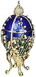 Matashi Hand Painted Hinged Top Blue Faberge Easter