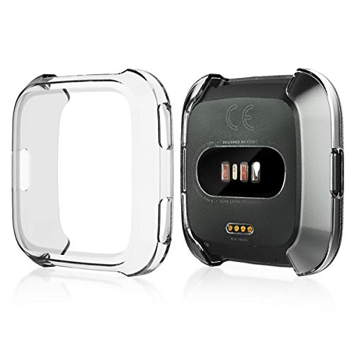 Screen Protector Case for Fitbit Versa, Haojavo Soft TPU Slim Fit Full Cover Screen Protector for Fitbit Versa Smartwatch Bands Accessories
