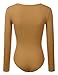Doublju Stretchy V-Neck Rayon & Ribbed Knit Bodysuit (Made In USA / Plus size available) MUSTARD SMALL