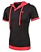 Coofandy Men's Casual Short Sleeve T-shirt Patchwork Hooded Polo Shirts, Black, XX-Large