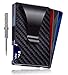 Blue Hunter Carbon Fiber Wallet for Men, Airtag, RFID Blocking Minimalist Credit Card Holder Wallet Gift for Husband Dad Wife Slim Money Clip Wallet