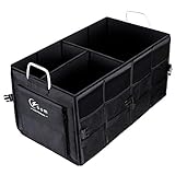 Czoom Car Trunk Organizer for SUV, Truck, Auto, Vehicle, Minivan, Home - Heavy Duty Portable Collapsible Cargo Storage - Durable Construction - Multi Compartments Cargo Carrier Caddy (Black)