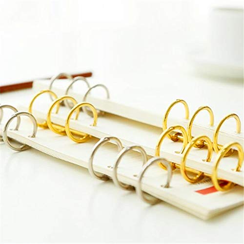 Grekywin 8 Pcs 3-Rings Metal Loose Leaf Binder Rings Clip for Notebook Diary Photo Album (Gold Tone & Silver Tone)