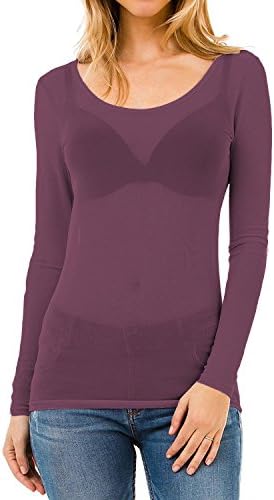 Womens Long Sleeve Sheer Mesh See Through Plain Top Plus Size T-Shirt
