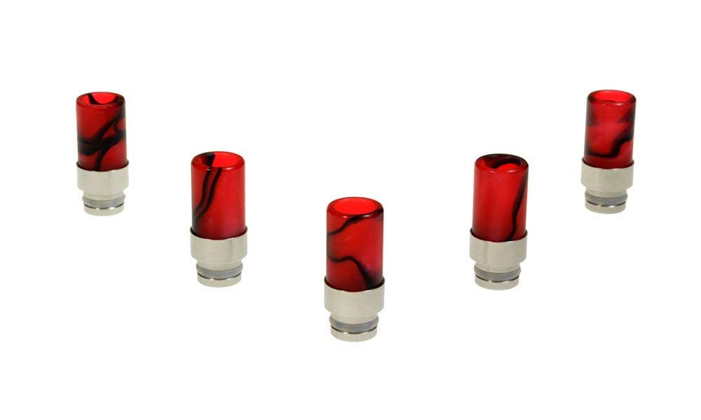 Armerah Marble 510 Drip Tip eCig Mouthpiece Short/Medium Plastic/Aluminium 5 Pack Red — image 1
