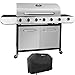 Royal Gourmet Classic Stainless Steel 6-Burner Cabinet Gas Grill with Side Sear Burner（Grill + Cover）